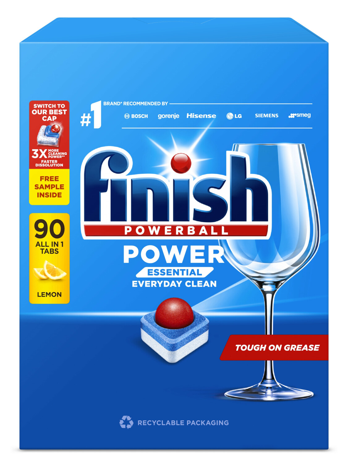 Trauku mazgāšanas kapsulas Finish Powerball Power  Essential 90gb