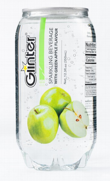 Dzirkstošais dzēriens Glinter ar Zaļo ābolu garšu 350 ml 