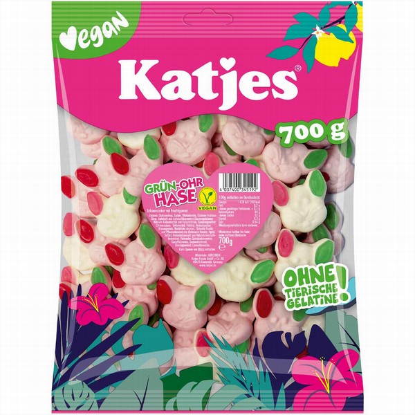 Košļ.konfektes KATJES Grun-Ohr Hase, 700g