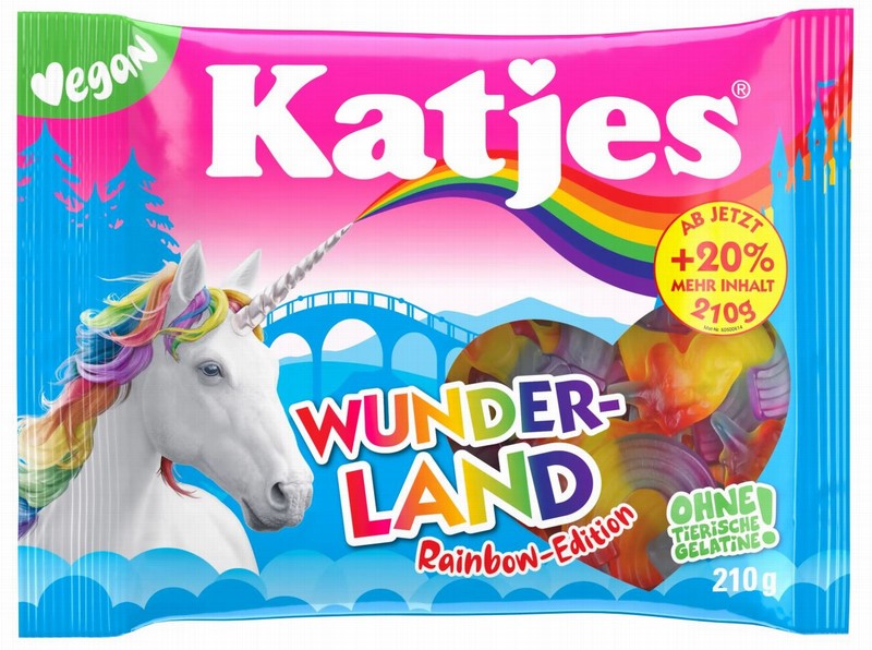 Košļ.konfektes KATJES Wunderland Rainbow-Edition, 210g